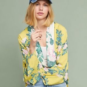 Anthropologie Yellow Floral Kimono